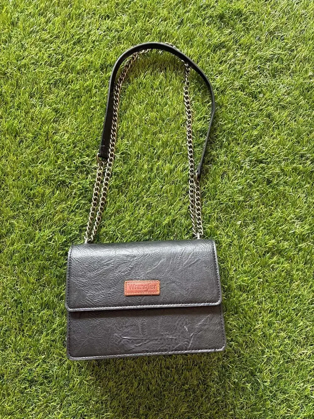 Wrangler Women's Small Crossbody Purse with Chain Strap and Flap Closure